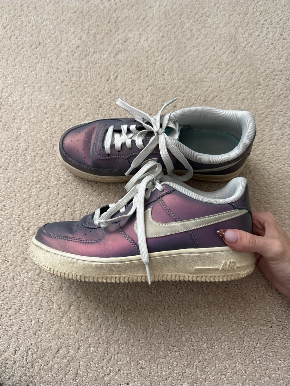 Metallic purple nine Air Force one sneakers
